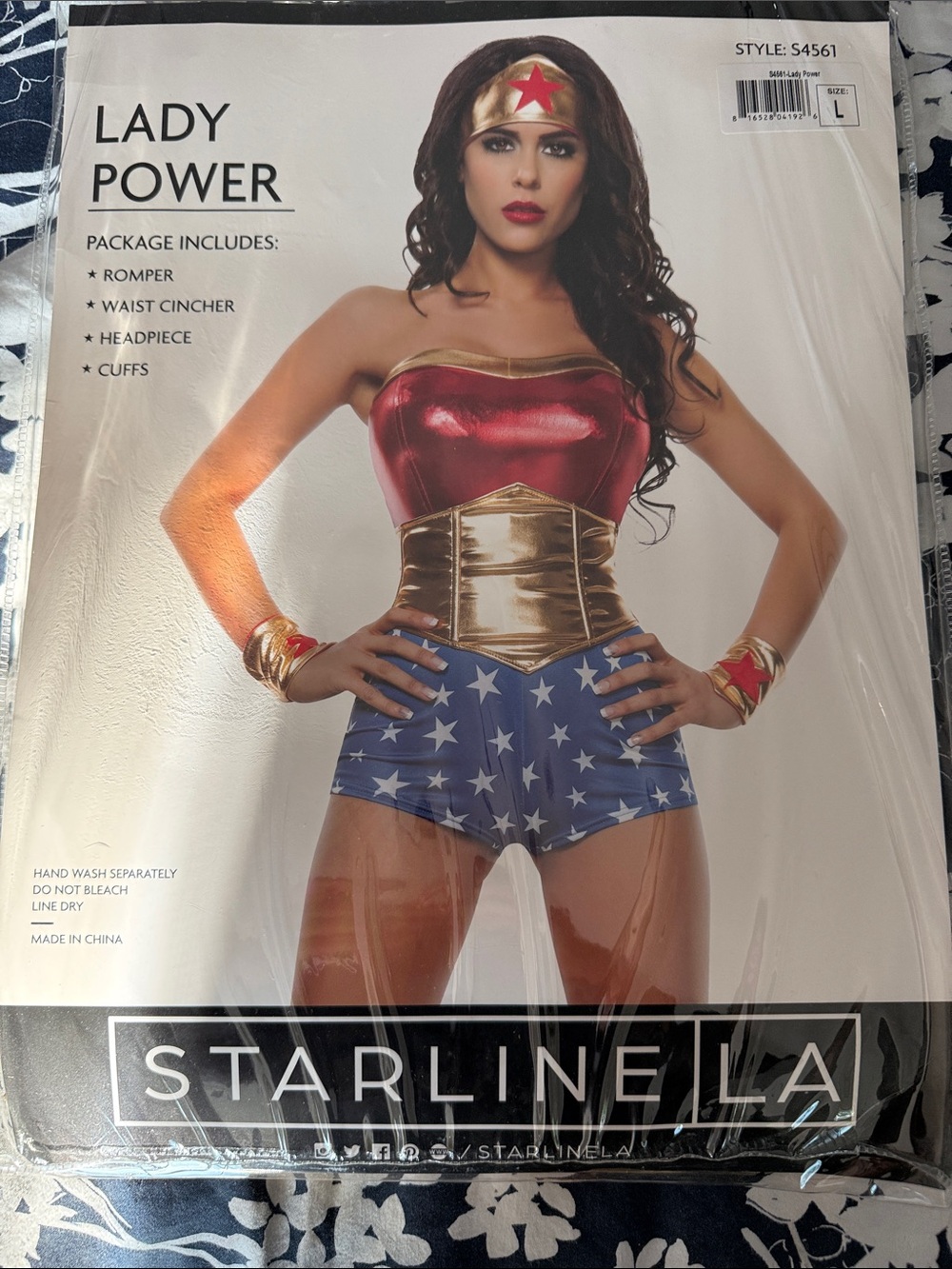 Starline Lady Power Wonder Woman Inspired Jumpsuit - Red, Gold & Blue